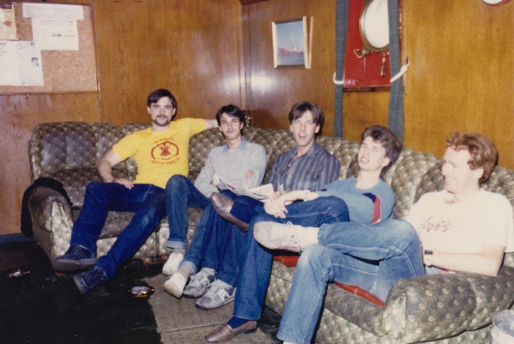 Rob van der Ark,Walter Simons,Gert van de Zee,Ron West, Jan Veldkamp Ross Revenge 1985.jpg