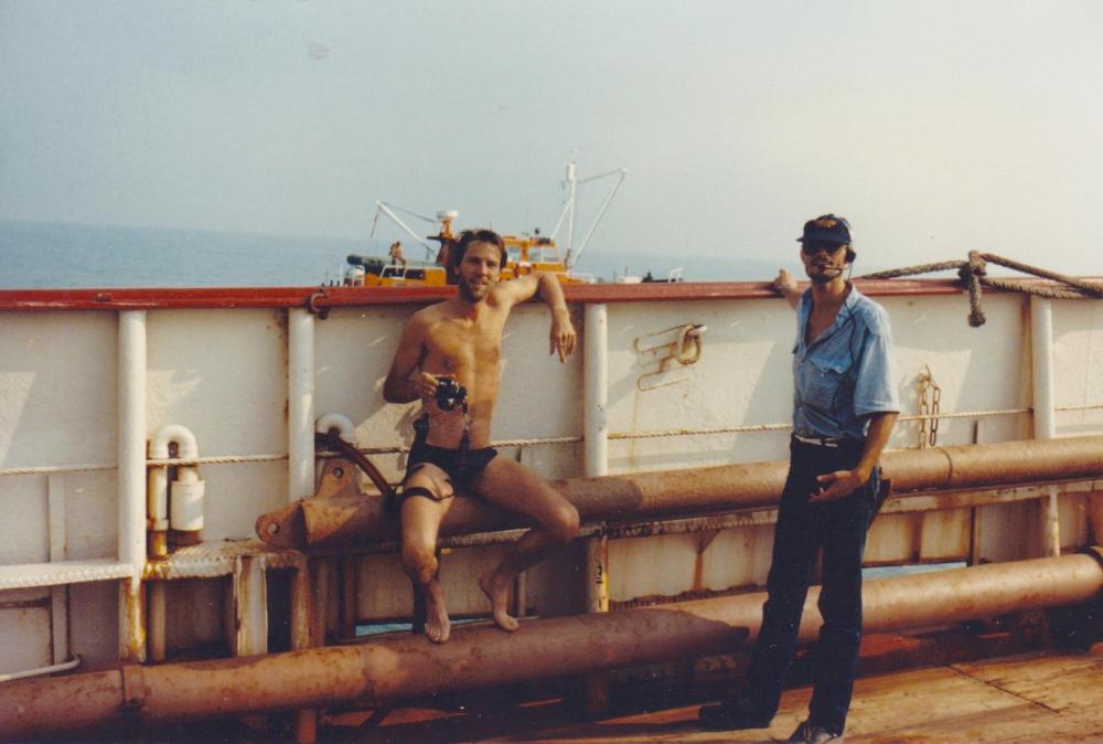 Gert van de Zee, Ad Roberts sept 1985 Ross Revenge.jpg