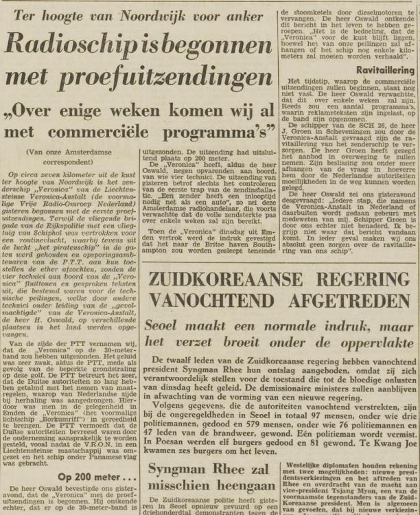 Radio Veronica_Leidsch Dagblad Voorpagina_21 april 1960.jpg