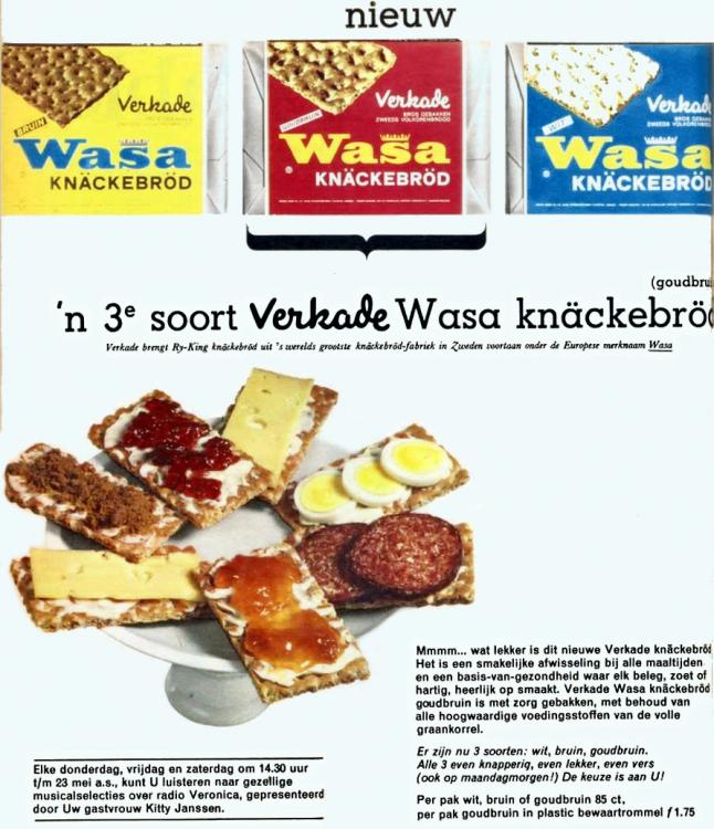 Veronica Advertentie 1964-05-02 Elke don. vrij. en zaterdag om  1430 t.m 23 mei as Verkade Wasa Knäckebröd. Musicalselecties door Kitty Jansen  (Beatrijs katholiek weekblad voor de vrouw).jpg