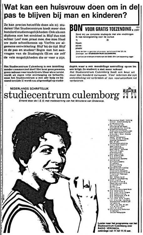 Veronica Advertentie 1967-09-23 studiecentrum Culumborg Zat 1100-1115 (Beatrijs katholiek weekblad voor de vrouw).jpg