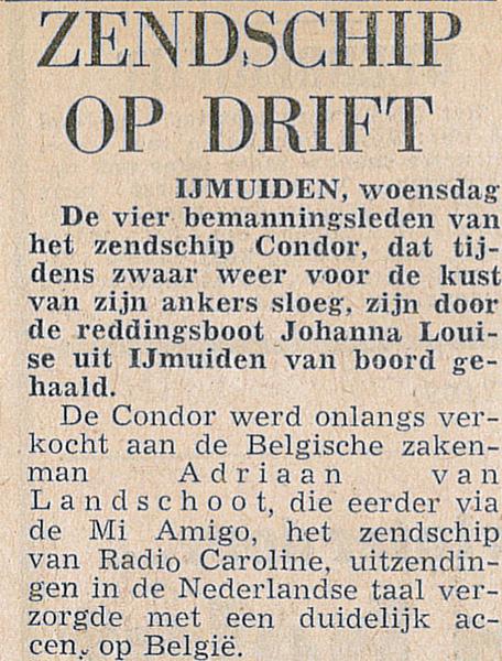 19731107 Tel Zendschip op drift Condor_Atlantis.jpg