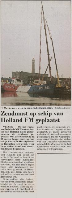 19940831 NH dagblad Zendmast op schip van Holland FM geplaatst.jpg