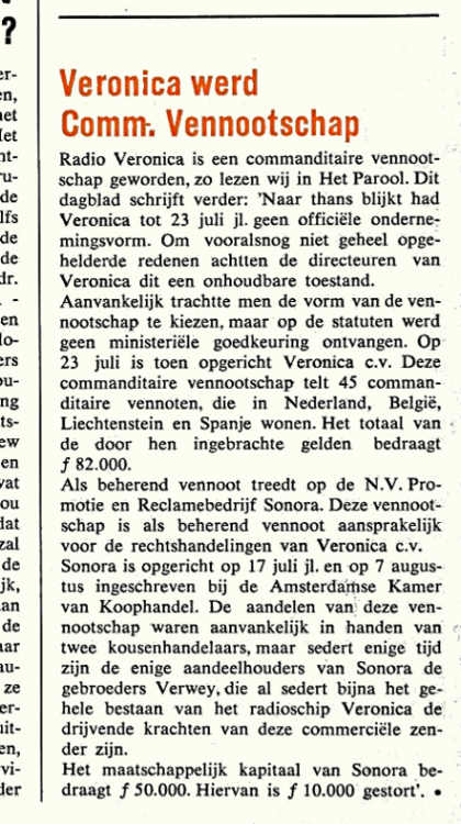 Veronica 1962-10-03 Veronica werd commanditaire vennootschap geworden (Revue der Reclame).png