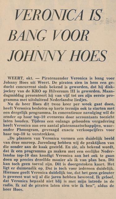 19701001 Veronica is bang voor Johnny Hoes.jpg