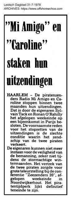 19780731 Leidsch Dagblad Mi Amigo en Caroline staken hun uitzendingen.jpg