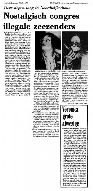 19780731 Leidsch Dagblad Nostalgisch congres zeezenders