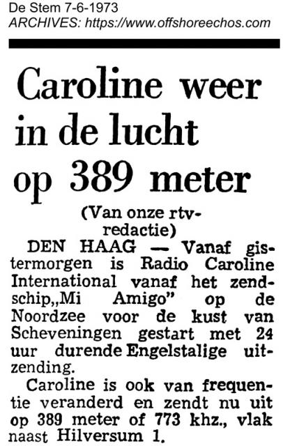19730607 De Stem Caroline weer in de lucht op 389 meter.jpg