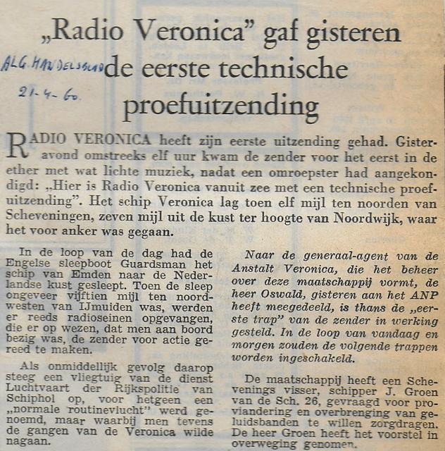 19600421 Alg Handelsblad Radio Veronica gaf gisteren de eerste technische proefuitzending.jpg