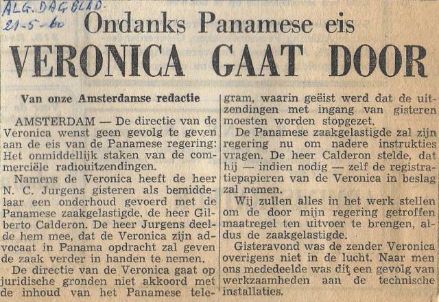 19600521 Alg Handelsblad Veronica gaat door ondanks Panamese eis.jpg