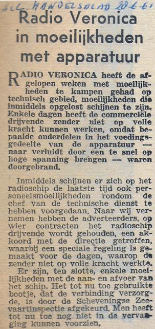 19610628 alg handelsblad Radio Veronica in moeilijkheden met apparatuur.jpg