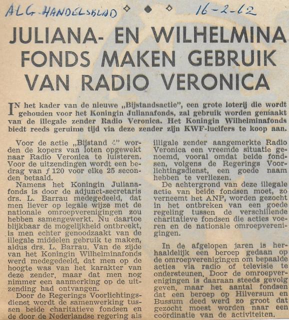 19620216 algemeen handelsblad  Juliana en Wilhelmina fonds maken gebruik van Radio Veronica.jpg