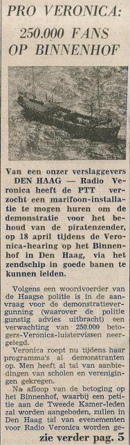 19730331 Het Vaderland Pro Veronica 250000 fans op Binnenhof.jpg