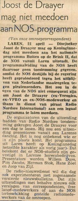 19710420 Joost de Draayer mag niet meedoen aan NOS Programma.jpg