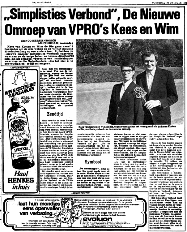 Het Simplisties verbond Kees Van Kooten en Wim De Bie De Telegraaf    30-10-1974 .jpg.png